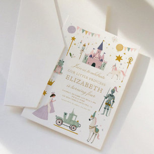 Fairytale Princess Dragon Girl Birthday  Invitation