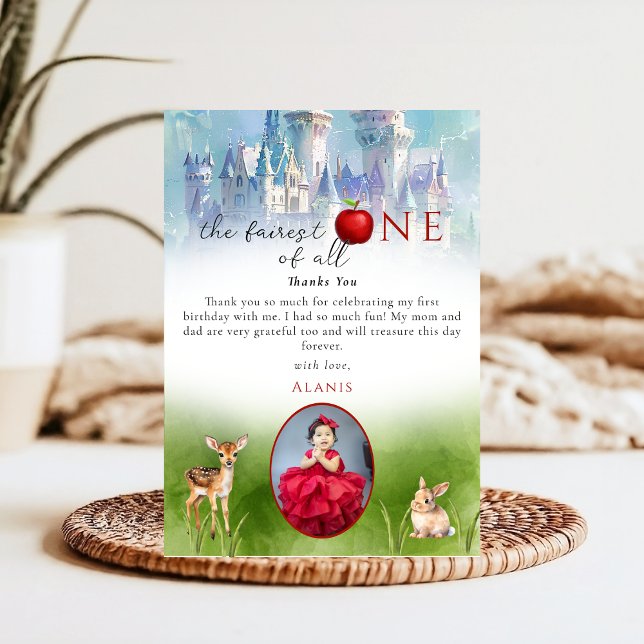 Fairytale Princess Fairest One 1st Birthday Photo Thank You Card (Creator Uploaded)