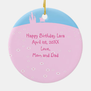 Fairytale Princess in Pink  Birthaday Party Ceramic Tree Decoration