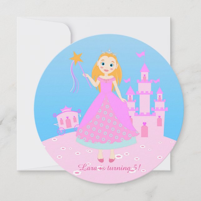 Fairytale Princess in Pink  Birthaday Party Invitation (Front)