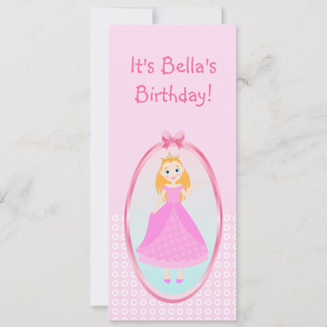 Fairytale Princess in Pink  Birthaday Party Invitation (Front)