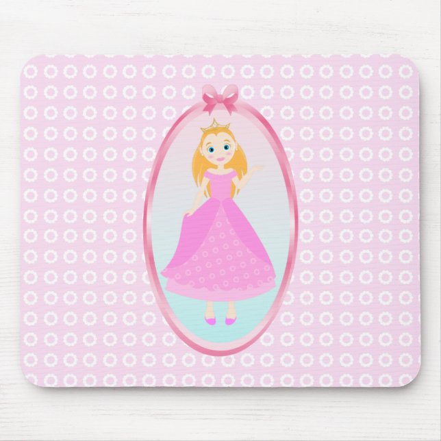 Fairytale Princess in Pink  Birthaday Party Mouse Mat (Front)