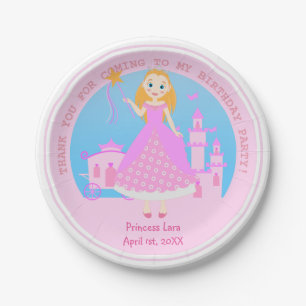 Fairytale Princess in Pink Birthaday Party Paper Plate