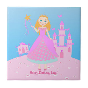 Fairytale Princess in Pink Birthaday Party Tile