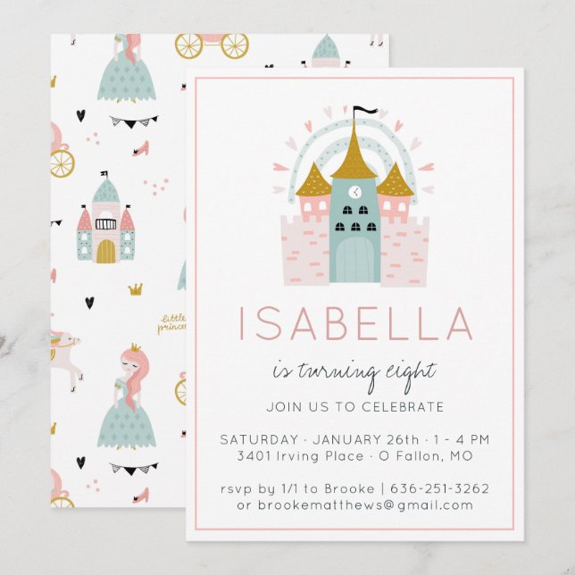 Fairytale Princess Party Invitation (Front/Back)