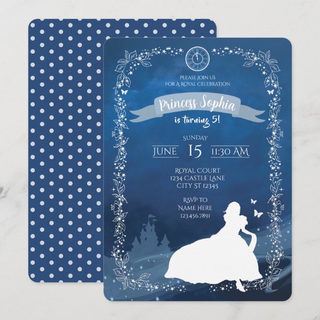 Fairytale Princess Royal Birthday Invitation (Front/Back)