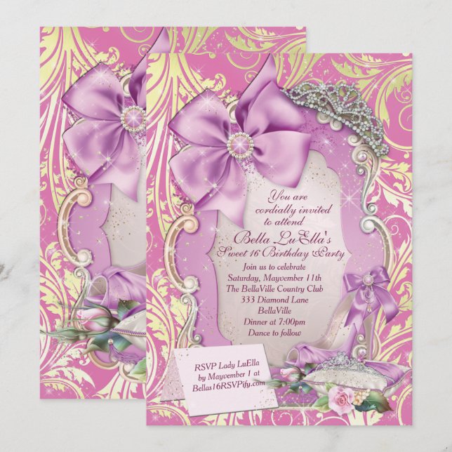 Fairytale Princess Sweet 16 Invitation (Front/Back)