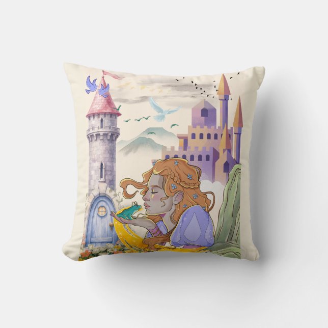 Fairytale Princess Throw Pillow (Front)