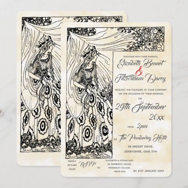 Fairytale Princess Wedding Invitation (Front/Back)