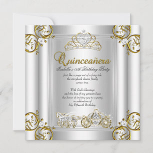 Fairytale Quinceanera 15th Birthday Gold Silver Invitation