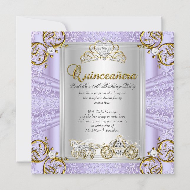 Fairytale Quinceanera 15th Birthday Lavender Invitation (Front)
