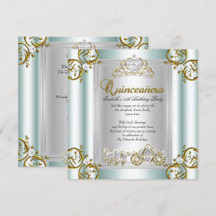 Fairytale Quinceanera 15th Birthday Mint Blue Invitation