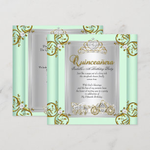 Fairytale Quinceanera 15th Birthday Mint Green Invitation