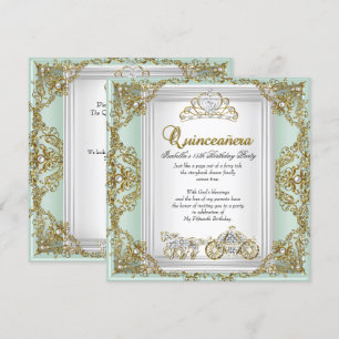 Fairytale Quinceanera 15th Birthday Mint Green Invitation