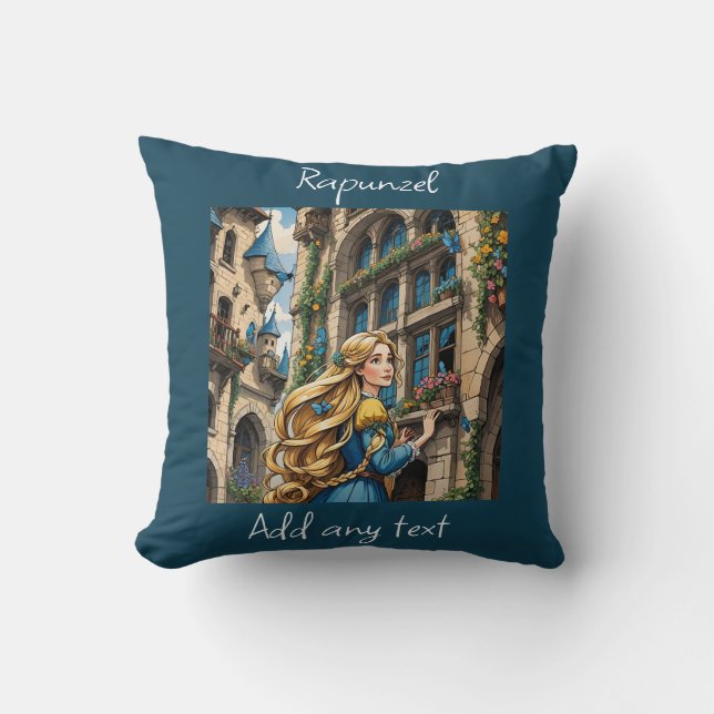 Fairytale - Rapunzel. Beautiful golden hair Cushion (Front)