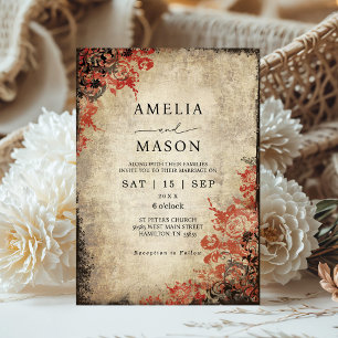 Fairytale Red Roses Wedding Invitation