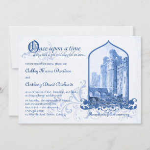 Fairytale Royal Blue Castle Once Upon Wedding Invitation