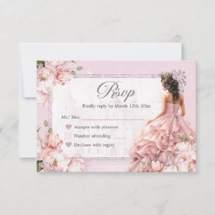 Fairytale Royal Castle Blush Pink Quinceanera RSVP