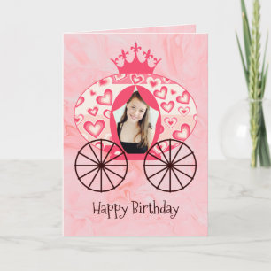 Fairytale Royal Princess Carriage Girl Birthday Card