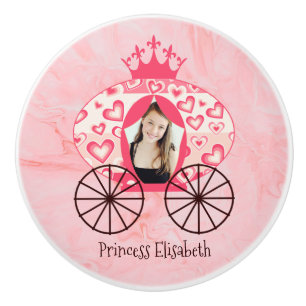 Fairytale Royal Princess Carriage Girl Birthday Ceramic Knob