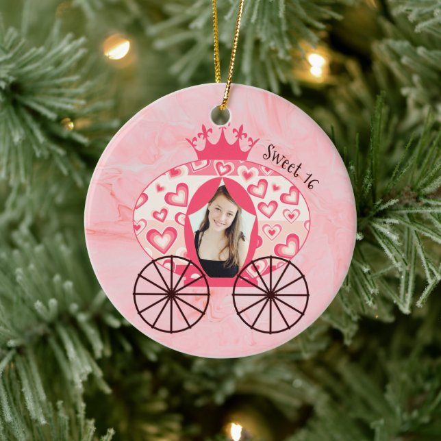 Fairytale Royal Princess Carriage Girl Birthday Ceramic Tree Decoration (Tree)