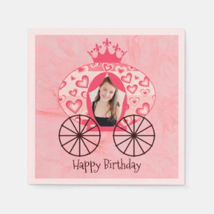 Fairytale Royal Princess Carriage Girl Birthday Napkin
