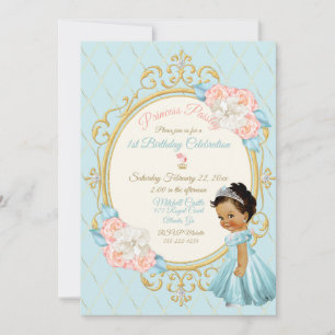 Fairytale Royal Princess Pink Aqua Girl Ethnic Invitation