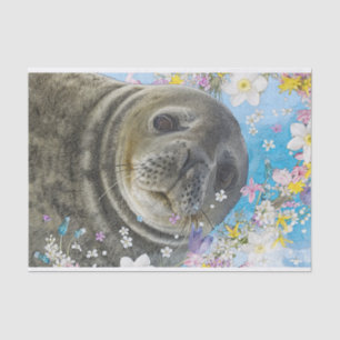 Fairytale Sealion in Ocean of Flowers Tissue Paper