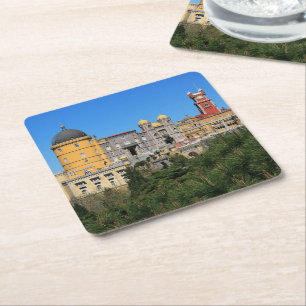 Fairytale Sintra Palace photo, in Portugal Square Paper Coaster