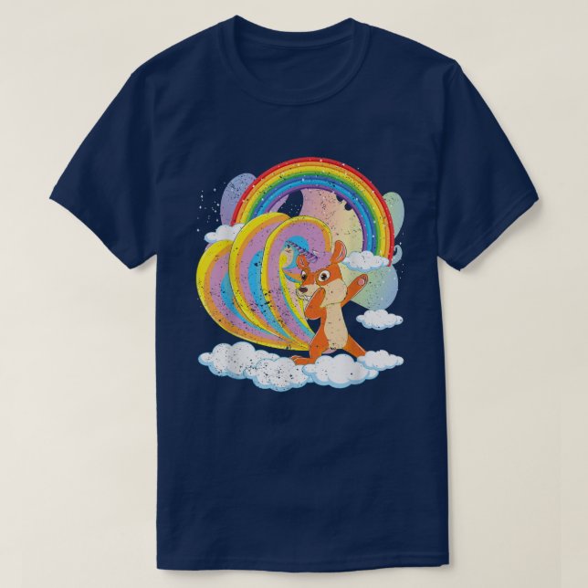 Fairytale Squirrelcorn Rainbow Cute Animal Squirre T-Shirt (Design Front)