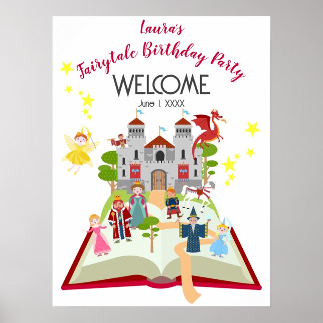 Fairytale Stories Girl Birthday Party Poster (Front)