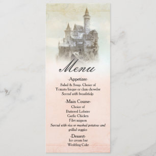 Fairytale Storybook Castle Wedding Menu Card