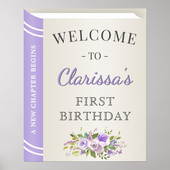 Fairytale Storybook Girl Birthday Party Welcome Poster (Front)