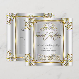 Fairytale Sweet 16 16th Birthday Gold Silver Invitation