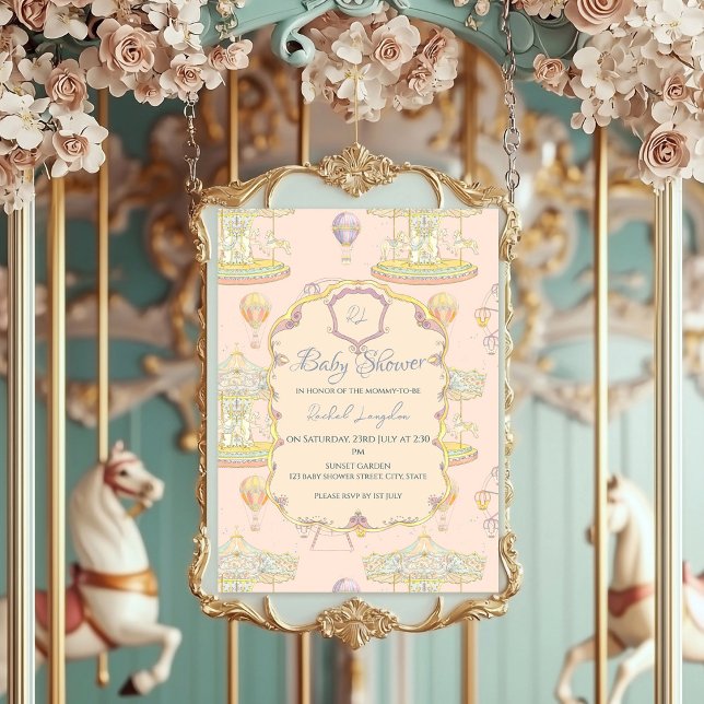 Fairytale Vintage Amusement Park Baby Shower Invitation (Creator Uploaded)