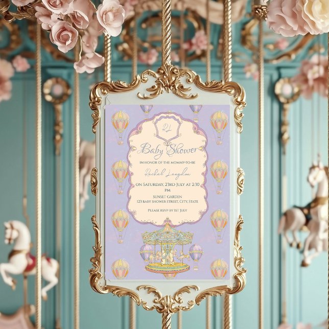 Fairytale Vintage Amusement Park Baby Shower Invitation (Creator Uploaded)