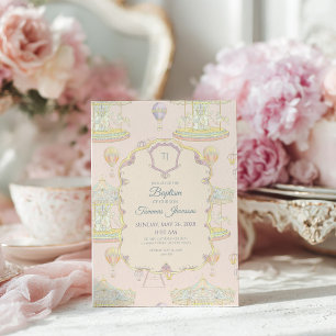 Fairytale Vintage Amusement Park Baptism Invitation