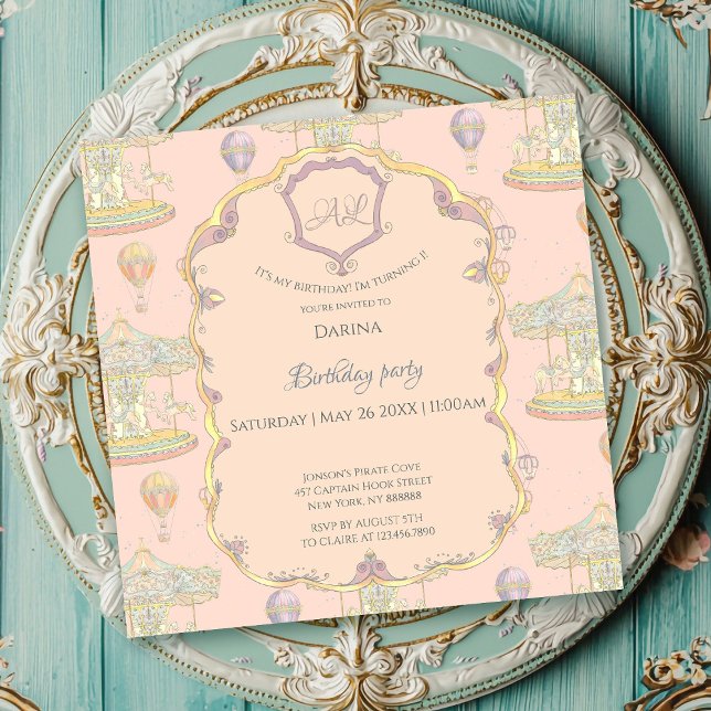 Fairytale Vintage Amusement Park Birthday Invitation (Creator Uploaded)