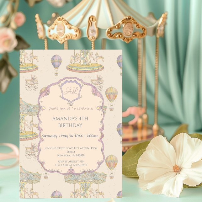 Fairytale Vintage Amusement Park Birthday Invitation (Creator Uploaded)