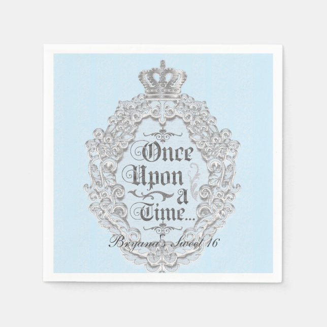 Fairytale Vintage Once Upon Blue Princess Napkins (Front)