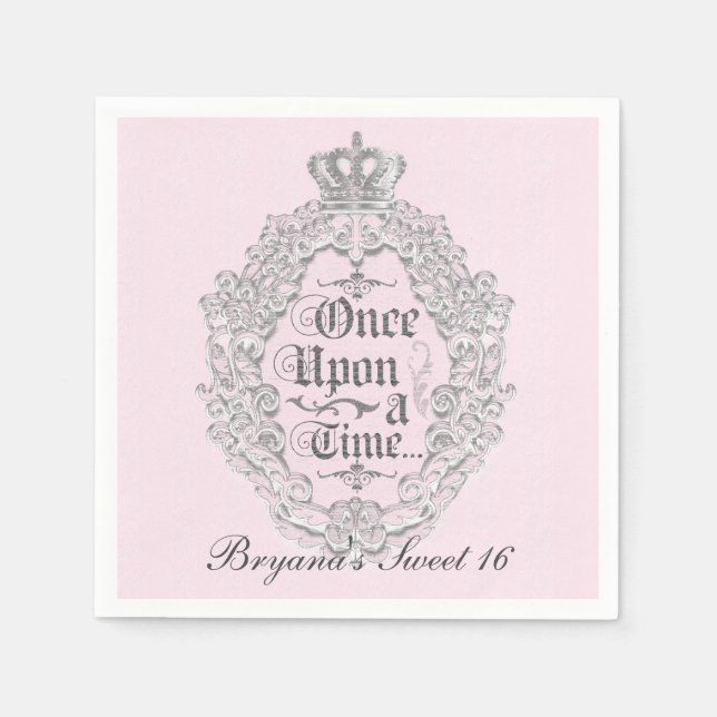 Fairytale Vintage Once Upon Princess Party Napkins (Front)