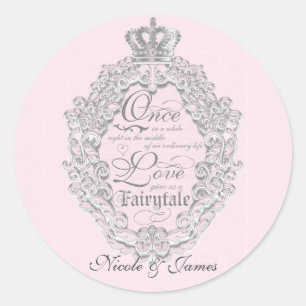 Fairytale Vintage Princess Pink Wedding Sticker