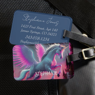 Fairytale Watercolor Unicorn Pegacorn Backpack Luggage Tag