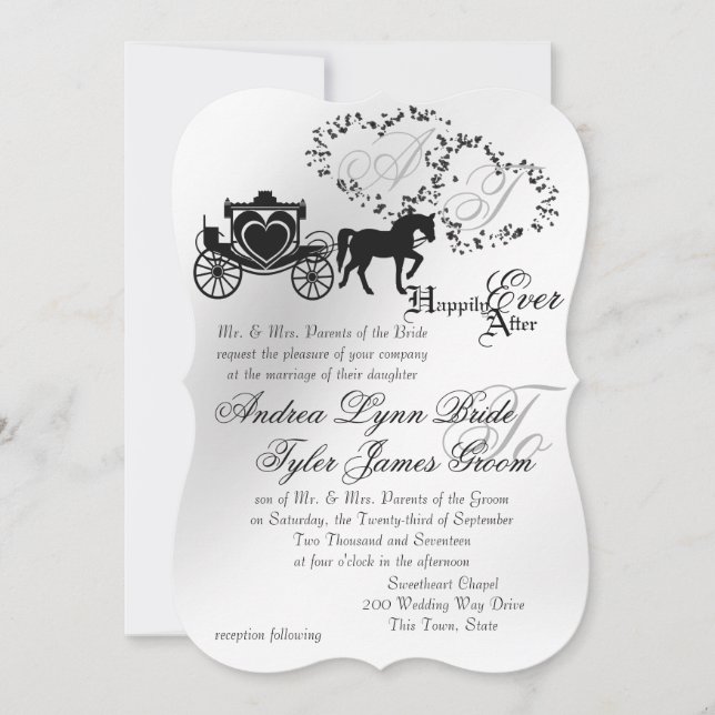 Fairytale Wedding Carriage Silver Invitation (Front)