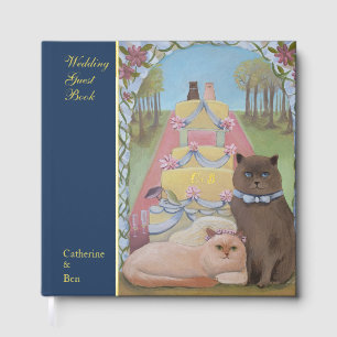 Fairytale Wedding Cats 12" x 12" Gold Guest Book