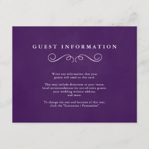 Fairytale Wedding Insert Cards in Royal Purple