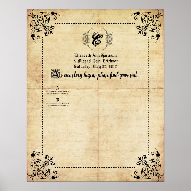 Fairytale Wedding Seating Chart (Front)