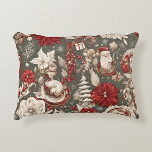 fairytale whimsical Christmas decorations, flowers Decorative Cushion