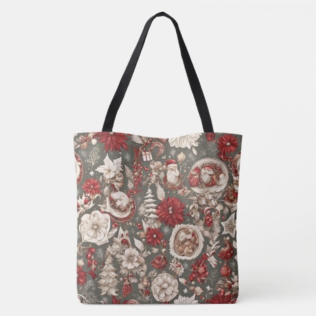 fairytale whimsical Christmas decorations, flowers Tote Bag (Back)