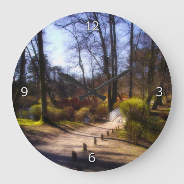 Fairytale Woodland Trail And Bridge Large Clock (Front)